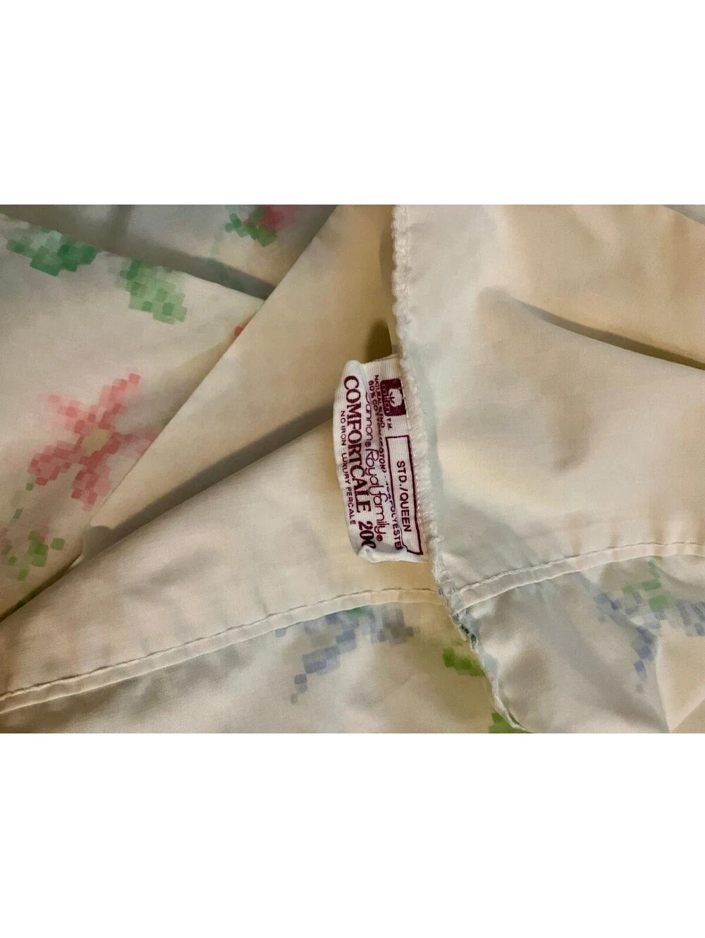 Vintage Cannon Quilt Backing Sheet Cross Stitch Floral 1 Flat 1 Pillowcase Full